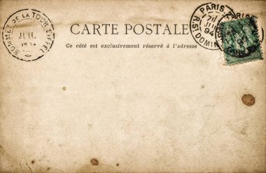Vintage postcard letter. Used stained paper texture background