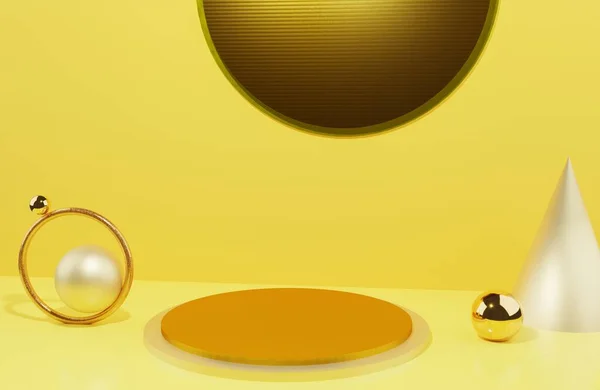 Satış ürününün sarı arkaplan rengini ayarlamak için podyum modeli