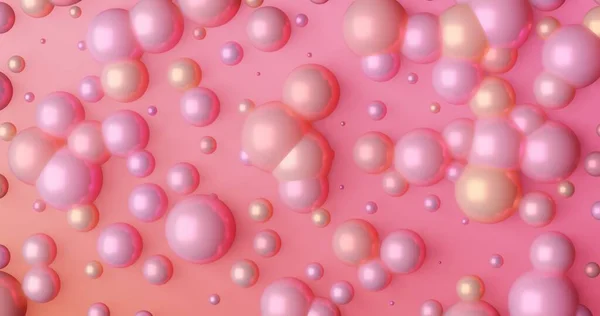 Cazibe kavramı. Boncuklar soyut pembemsi arka plan, küre topları, güzel modern arka plan. Kapak, bir kadın dergisinin sunumu, broşürler. 3d hazırlayıcı