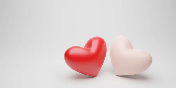 Vykreslení Ilustrace Valentýn Krásná Kompozice Dvěma Srdci Pro Svátky Všech Stock Fotografie