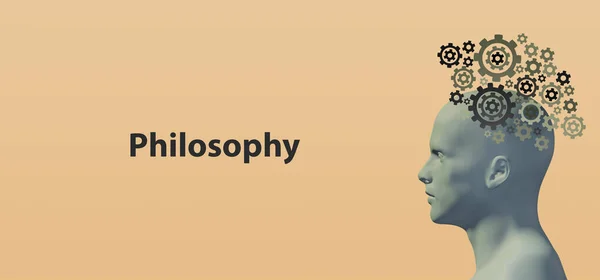 Dレンダリング 人間の概念哲学 反射の心理学 孤立したベージュの背景 創造的な現代的なデザイン — ストック写真