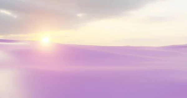 朝の海のピンクの波が朝日が昇る 3Dレンダリング図 — ストック写真