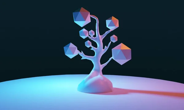 Concepto Principios Primavera Baja Poli Árbol Gráficos Renderizado — Foto de Stock