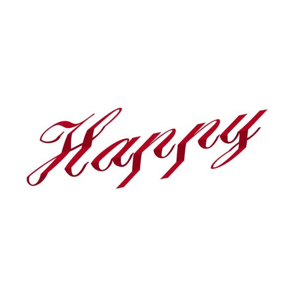 Soyut Happy Abc metni 3D küp yazı tipi vektör çizimi. Kırmızı zarif poster tebriği, davetiye kaligrafi metinleri Mutluluk. Tatil abc tipografi yazıtipi yazıları imzalanacak, boşluk. 300dpi