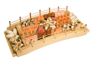 suşi rulo ve nigiri büyük bir set