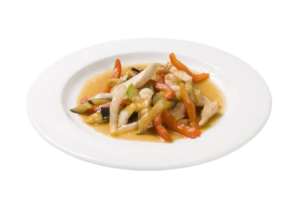 Chicken stew with eggplant and sweet pepper — Stock Photo, Image