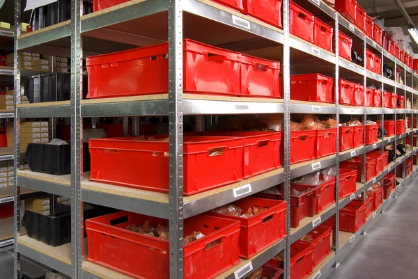 Storage room with boxes and shelves — Stock Photo, Image