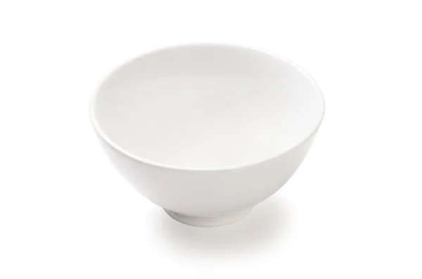 Üres fehér porcelán tál, fehér alapon — Stock Fotó