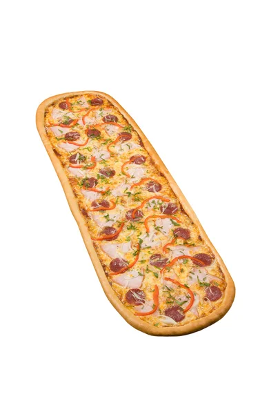 büyük pizza salam, jambon ve sebze ile
