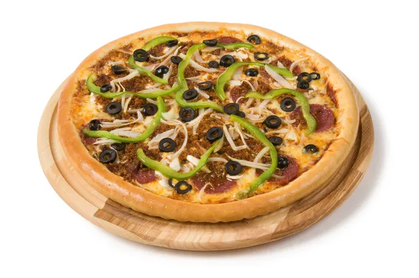 Zeytin biber ve sebze salamlı pizza