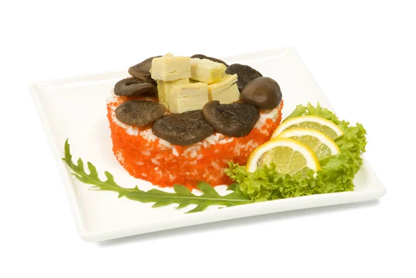 Shiitake mushrooms tofu caviar — Stock Photo, Image