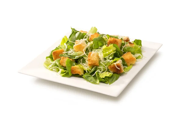 Salată Cezar într-o farfurie albă — Fotografie, imagine de stoc