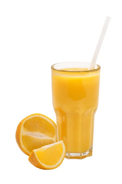 Jugo de naranja en un vaso alto — Foto de Stock