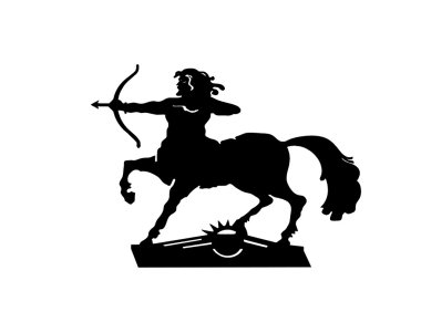 beyaz zemin üzerinde bir yay ile siluet centaur