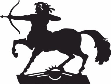 Silhouette centaur with a bow clipart