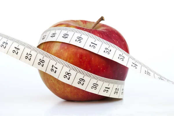 Manzana roja y centímetro — Foto de Stock
