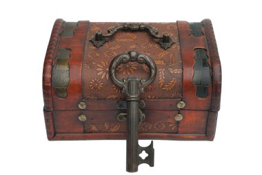 antika mücevher kutusu ve bir anahtar