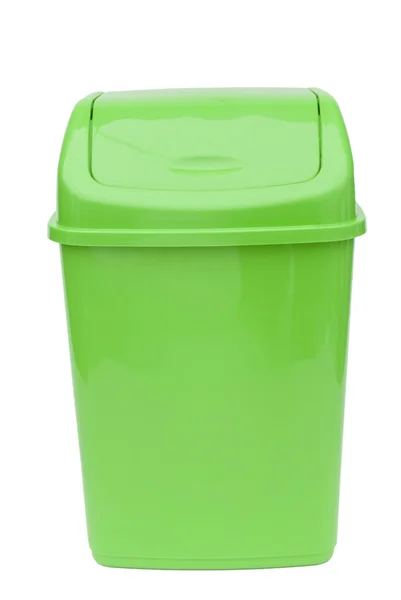 Zelený plastový koš — Stock fotografie