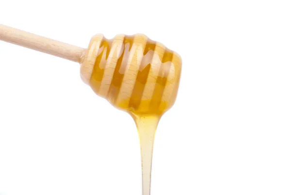 Mel pingando de uma colher de mel . — Fotografia de Stock