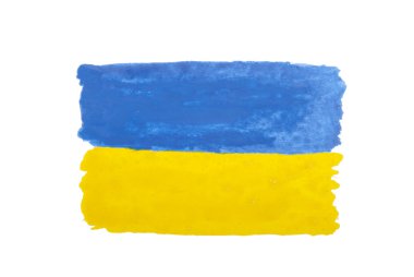 Ukrayna bayrağı boyalı suluboya.