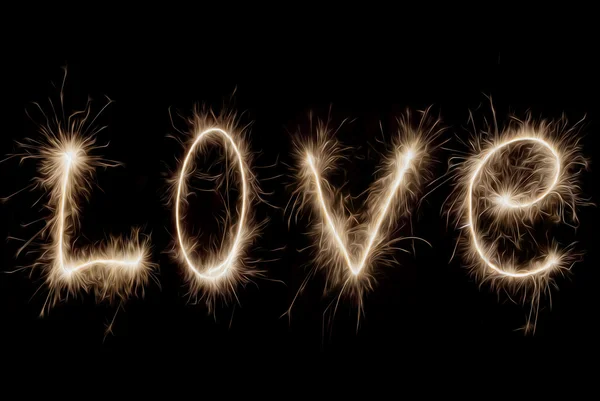 Inscrição - Amor de sparklers . — Fotografia de Stock