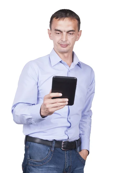 Man with tablet in his hands. — Stock Photo, Image