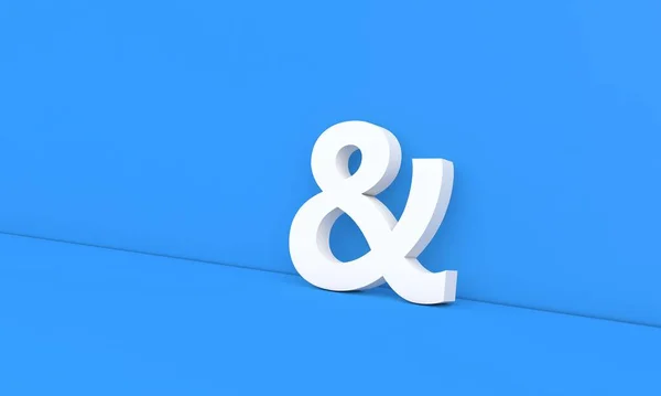 Ampersand Symbol Blue Background Render Illustration — Stock Photo, Image