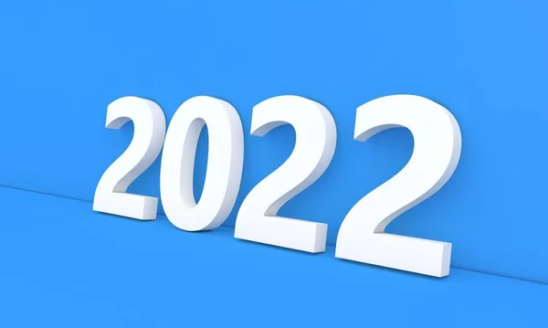 2022 White Numbers Blue Background Render Illustration — Stock Photo, Image