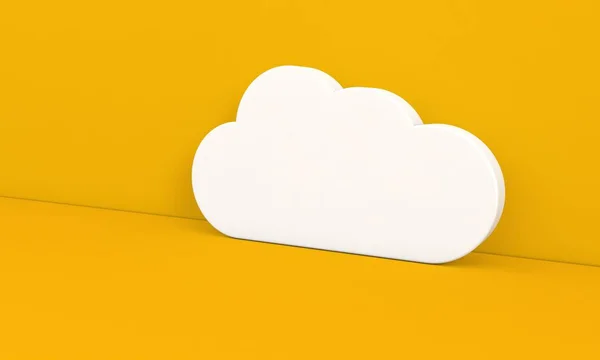 Абстрактне Зображення Хмари Інтернету Жовтому Тлі Ілюстрація Рендеринга — стокове фото