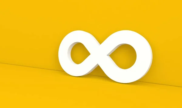 Abstract Infinity Teken Een Gele Achtergrond Illustratie Weergeven — Stockfoto