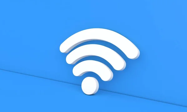 Wifi技術は青い背景に署名します 3Dレンダリング図 — ストック写真