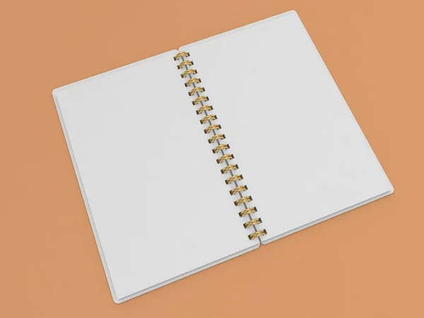 Mockup Blocco Note Bianco Sfondo Arancione Illustrazione Rendering — Foto Stock