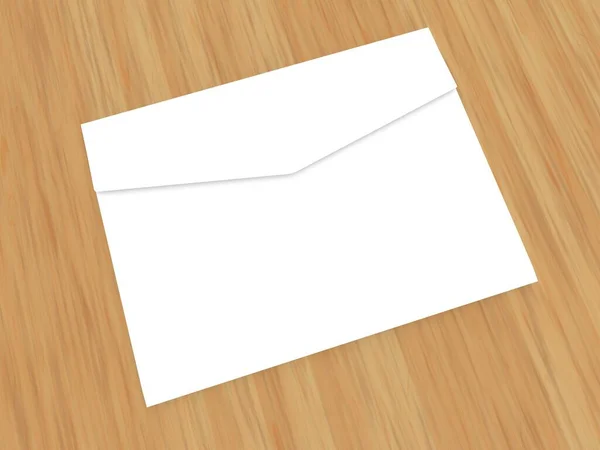 Envelope Papel Branco Cartas Uma Mesa Madeira Renderizar Ilustração — Fotografia de Stock