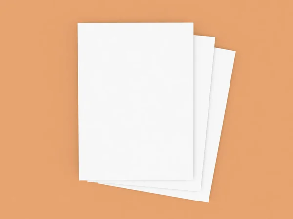 Three Sheets Office Paper Table Render Illustration — Stock Photo, Image