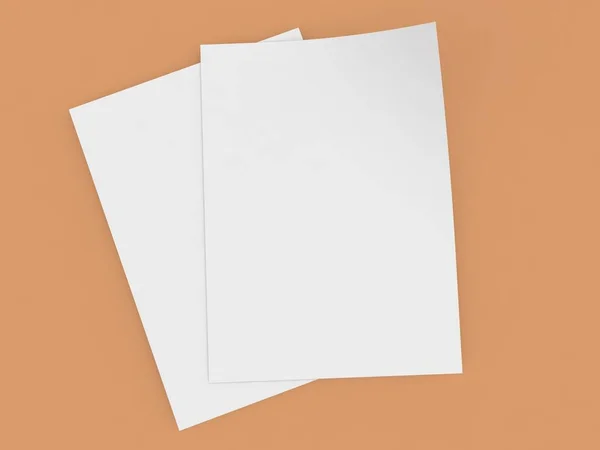 Size Office Paper Sheets Brown Background Render Illustration — Stock Photo, Image