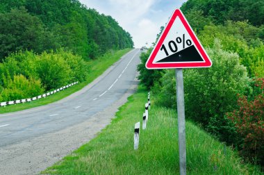 road sign steep slope clipart