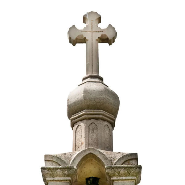 Sten cross isolerad på en vit bakgrund — Stockfoto