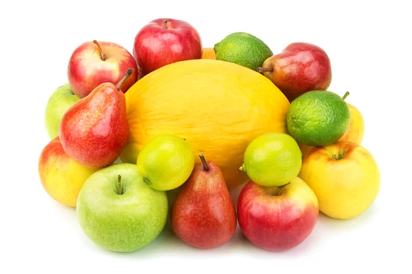 Conjunto de frutas isolado sobre um fundo branco — Fotografia de Stock