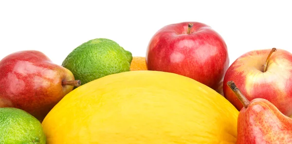 Conjunto de frutas isolado sobre um fundo branco — Fotografia de Stock