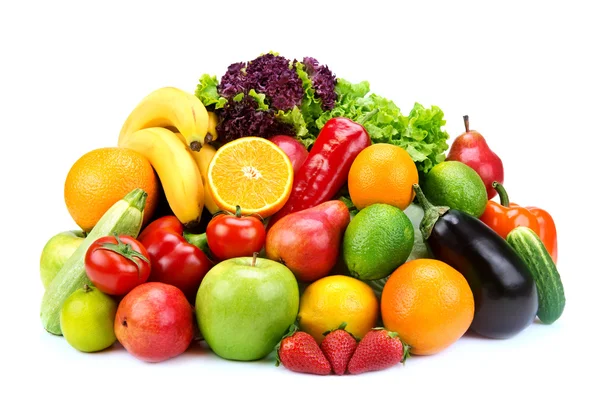 Set of fruits and vegetables on white background — Stock Photo, Image