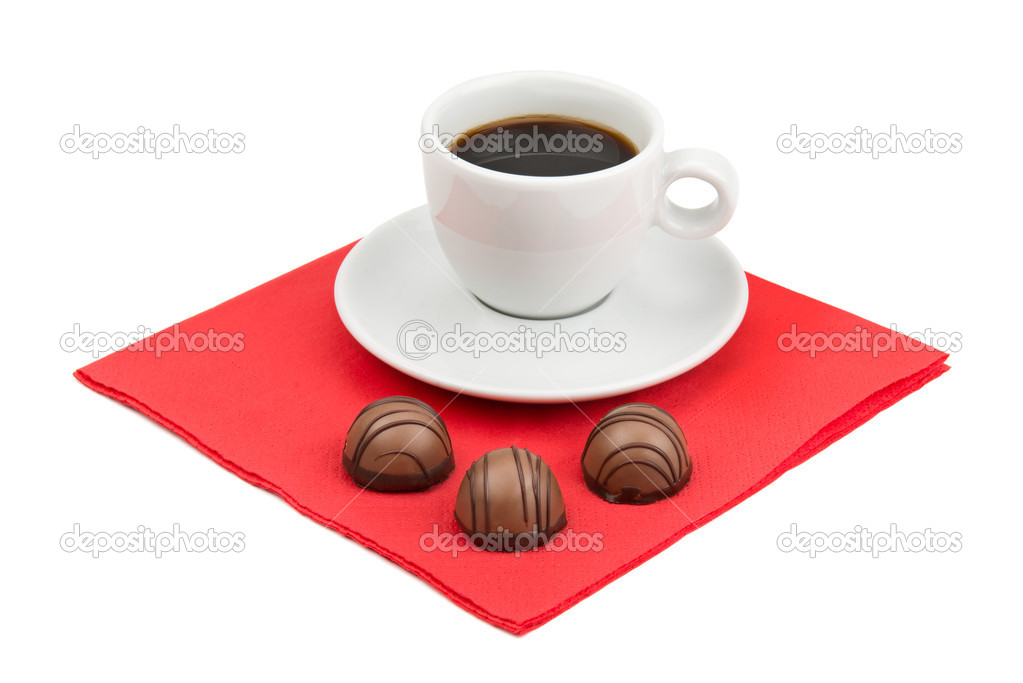 cup of coffee and chocolate candy