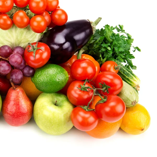 Ensemble de fruits et légumes isolés sur fond blanc — Photo