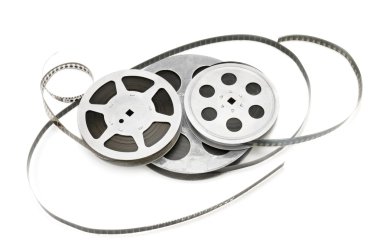 Eski film şeridi beyaz arkaplanda izole edildi