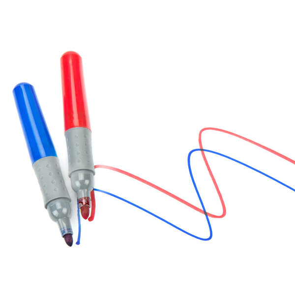 set of colored markers on white background