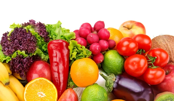 Conjunto de frutas y verduras aisladas sobre fondo blanco — Foto de Stock