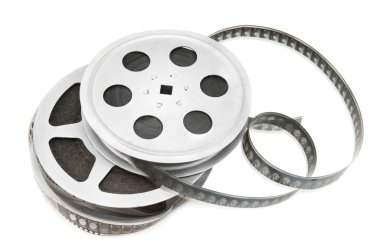 Eski film şeridi beyaz arkaplanda izole edildi