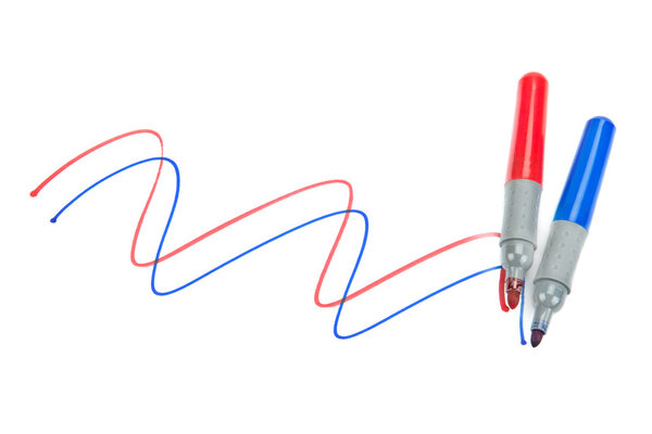 set of colored markers on white background