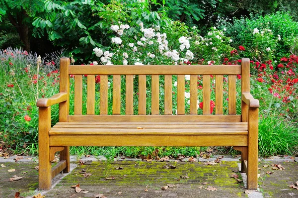 Wooden bench in the autumn park — Stock Photo, Image