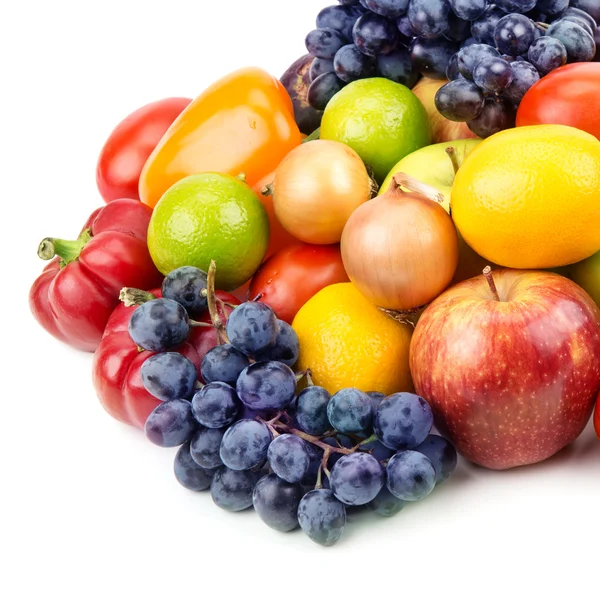Groenten en fruit geïsoleerd op witte achtergrond — Stockfoto