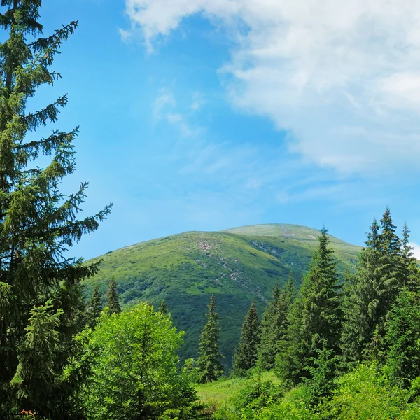 Pintorescos picos de montaña contra el cielo azul — Foto de Stock